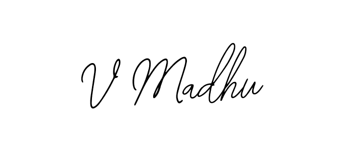 Design your own signature with our free online signature maker. With this signature software, you can create a handwritten (Bearetta-2O07w) signature for name V Madhu. V Madhu signature style 12 images and pictures png