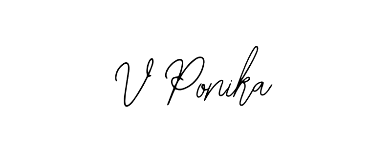 How to make V Ponika name signature. Use Bearetta-2O07w style for creating short signs online. This is the latest handwritten sign. V Ponika signature style 12 images and pictures png