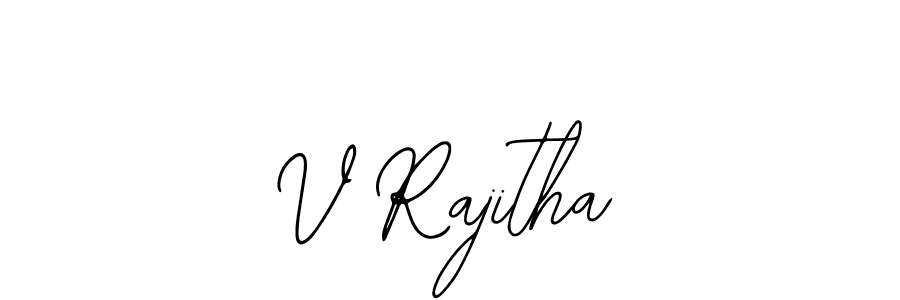 if you are searching for the best signature style for your name V Rajitha. so please give up your signature search. here we have designed multiple signature styles  using Bearetta-2O07w. V Rajitha signature style 12 images and pictures png