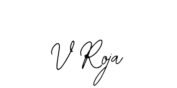 How to make V Roja name signature. Use Bearetta-2O07w style for creating short signs online. This is the latest handwritten sign. V Roja signature style 12 images and pictures png