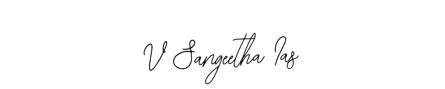 You should practise on your own different ways (Bearetta-2O07w) to write your name (V Sangeetha Ias) in signature. don't let someone else do it for you. V Sangeetha Ias signature style 12 images and pictures png