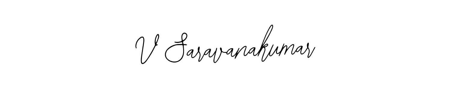 How to make V Saravanakumar name signature. Use Bearetta-2O07w style for creating short signs online. This is the latest handwritten sign. V Saravanakumar signature style 12 images and pictures png