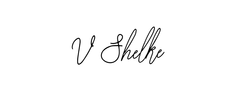 The best way (Bearetta-2O07w) to make a short signature is to pick only two or three words in your name. The name V Shelke include a total of six letters. For converting this name. V Shelke signature style 12 images and pictures png