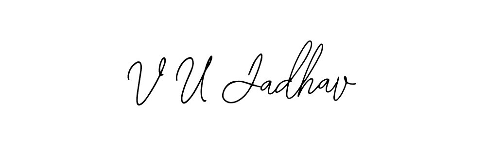 How to make V U Jadhav name signature. Use Bearetta-2O07w style for creating short signs online. This is the latest handwritten sign. V U Jadhav signature style 12 images and pictures png