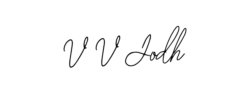 The best way (Bearetta-2O07w) to make a short signature is to pick only two or three words in your name. The name V V Jodh include a total of six letters. For converting this name. V V Jodh signature style 12 images and pictures png