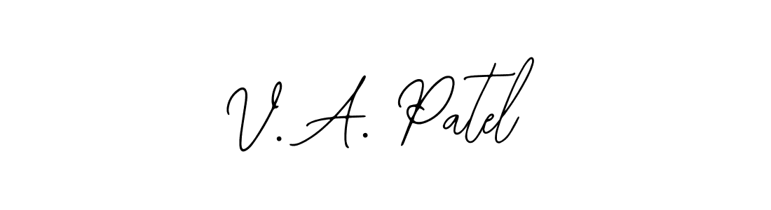 How to make V. A. Patel name signature. Use Bearetta-2O07w style for creating short signs online. This is the latest handwritten sign. V. A. Patel signature style 12 images and pictures png