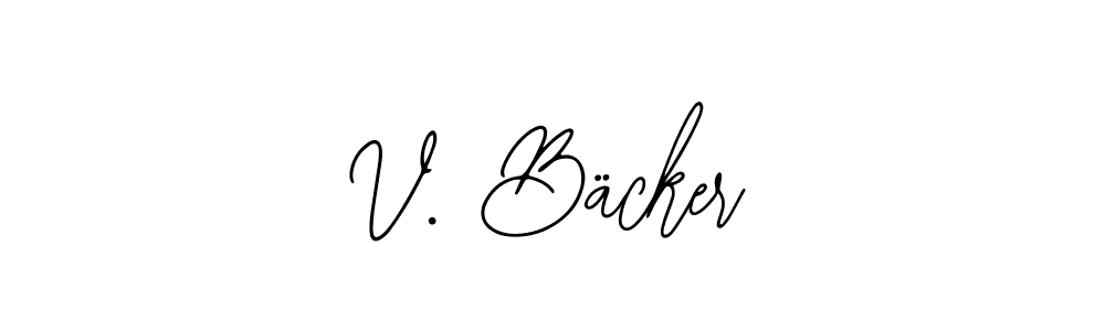 if you are searching for the best signature style for your name V. Bäcker. so please give up your signature search. here we have designed multiple signature styles  using Bearetta-2O07w. V. Bäcker signature style 12 images and pictures png