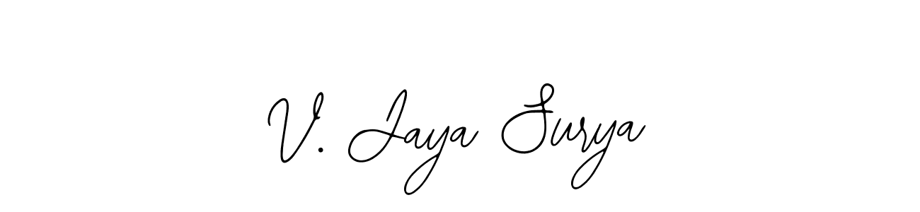 How to make V. Jaya Surya name signature. Use Bearetta-2O07w style for creating short signs online. This is the latest handwritten sign. V. Jaya Surya signature style 12 images and pictures png