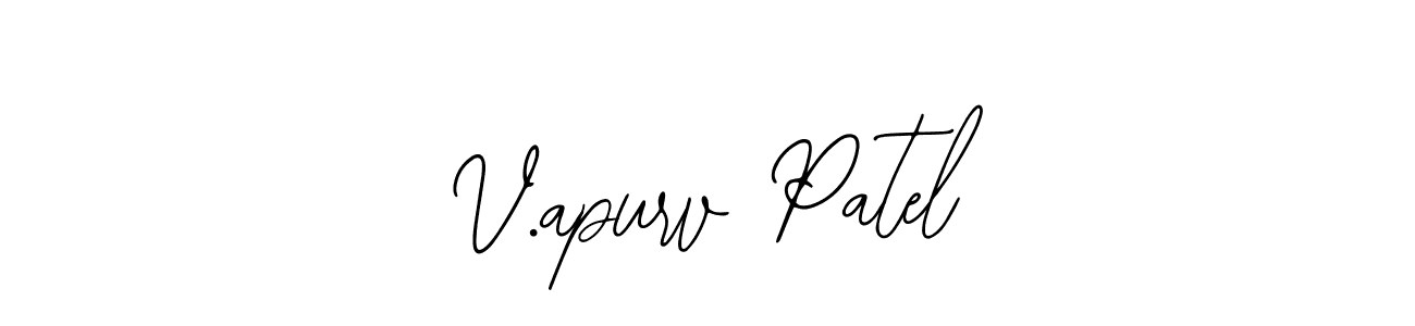 The best way (Bearetta-2O07w) to make a short signature is to pick only two or three words in your name. The name V.apurv Patel include a total of six letters. For converting this name. V.apurv Patel signature style 12 images and pictures png