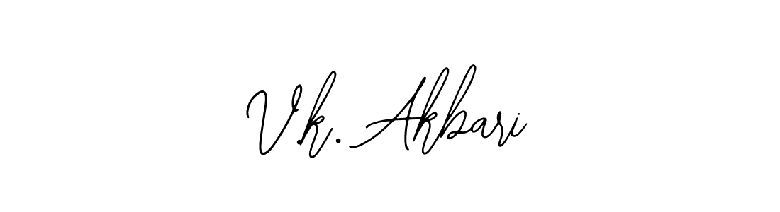 How to make V.k. Akbari name signature. Use Bearetta-2O07w style for creating short signs online. This is the latest handwritten sign. V.k. Akbari signature style 12 images and pictures png