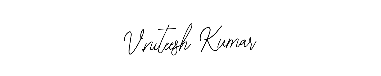 The best way (Bearetta-2O07w) to make a short signature is to pick only two or three words in your name. The name V.niteesh Kumar include a total of six letters. For converting this name. V.niteesh Kumar signature style 12 images and pictures png