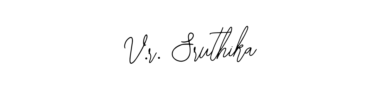 You should practise on your own different ways (Bearetta-2O07w) to write your name (V.r. Sruthika) in signature. don't let someone else do it for you. V.r. Sruthika signature style 12 images and pictures png