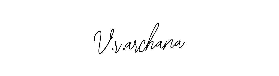 How to make V.r.archana name signature. Use Bearetta-2O07w style for creating short signs online. This is the latest handwritten sign. V.r.archana signature style 12 images and pictures png