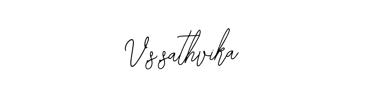 How to make V.s.sathvika name signature. Use Bearetta-2O07w style for creating short signs online. This is the latest handwritten sign. V.s.sathvika signature style 12 images and pictures png