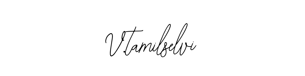 The best way (Bearetta-2O07w) to make a short signature is to pick only two or three words in your name. The name V.tamilselvi include a total of six letters. For converting this name. V.tamilselvi signature style 12 images and pictures png