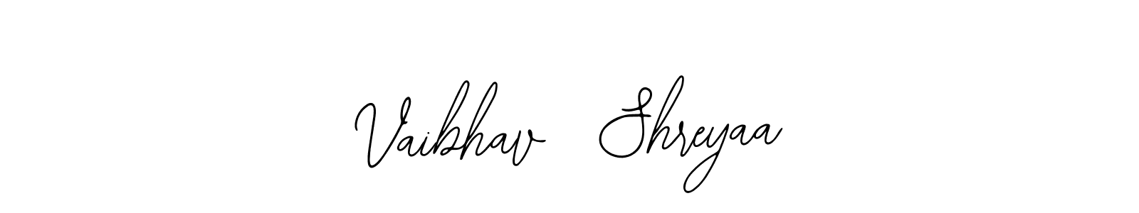 if you are searching for the best signature style for your name Vaibhav  Shreyaa. so please give up your signature search. here we have designed multiple signature styles  using Bearetta-2O07w. Vaibhav  Shreyaa signature style 12 images and pictures png
