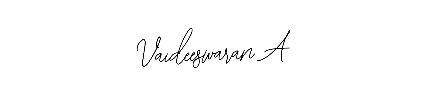How to make Vaideeswaran A name signature. Use Bearetta-2O07w style for creating short signs online. This is the latest handwritten sign. Vaideeswaran A signature style 12 images and pictures png