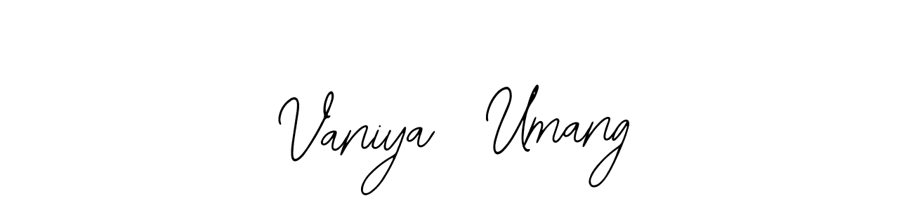 Bearetta-2O07w is a professional signature style that is perfect for those who want to add a touch of class to their signature. It is also a great choice for those who want to make their signature more unique. Get Vaniya  Umang name to fancy signature for free. Vaniya  Umang signature style 12 images and pictures png