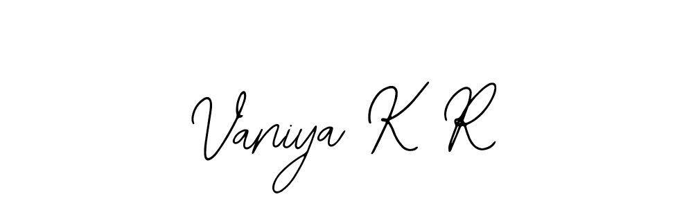 Similarly Bearetta-2O07w is the best handwritten signature design. Signature creator online .You can use it as an online autograph creator for name Vaniya K R. Vaniya K R signature style 12 images and pictures png
