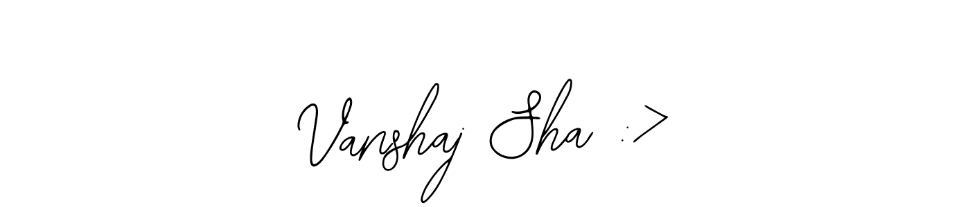 Once you've used our free online signature maker to create your best signature Bearetta-2O07w style, it's time to enjoy all of the benefits that Vanshaj Sha :> name signing documents. Vanshaj Sha :> signature style 12 images and pictures png