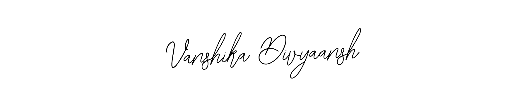 The best way (Bearetta-2O07w) to make a short signature is to pick only two or three words in your name. The name Vanshika Divyaansh include a total of six letters. For converting this name. Vanshika Divyaansh signature style 12 images and pictures png