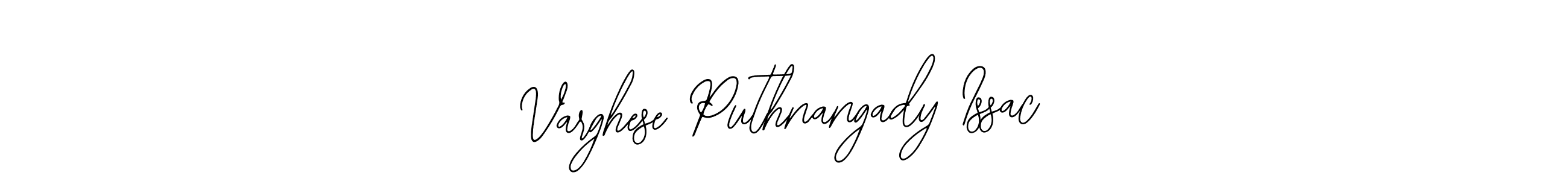The best way (Bearetta-2O07w) to make a short signature is to pick only two or three words in your name. The name Varghese Puthnangady Issac include a total of six letters. For converting this name. Varghese Puthnangady Issac signature style 12 images and pictures png