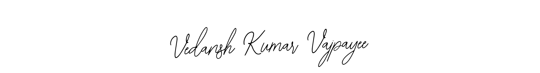 The best way (Bearetta-2O07w) to make a short signature is to pick only two or three words in your name. The name Vedansh Kumar Vajpayee include a total of six letters. For converting this name. Vedansh Kumar Vajpayee signature style 12 images and pictures png