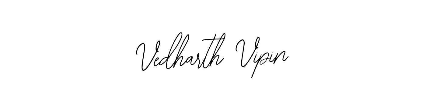 How to make Vedharth Vipin name signature. Use Bearetta-2O07w style for creating short signs online. This is the latest handwritten sign. Vedharth Vipin signature style 12 images and pictures png