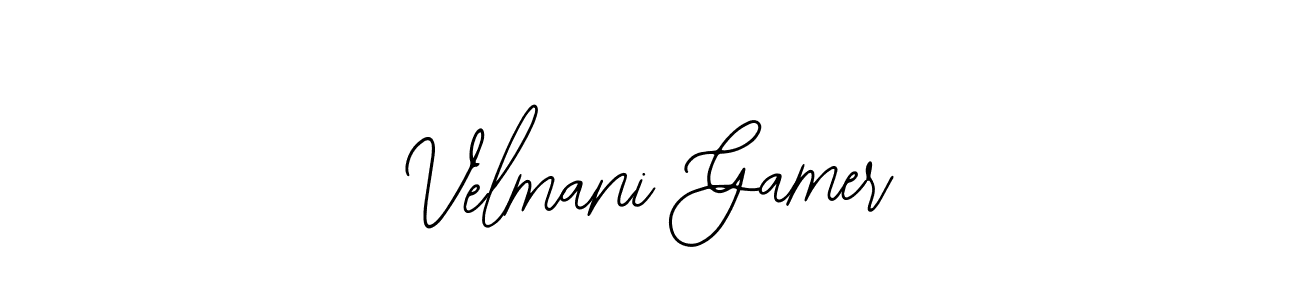 How to make Velmani Gamer name signature. Use Bearetta-2O07w style for creating short signs online. This is the latest handwritten sign. Velmani Gamer signature style 12 images and pictures png