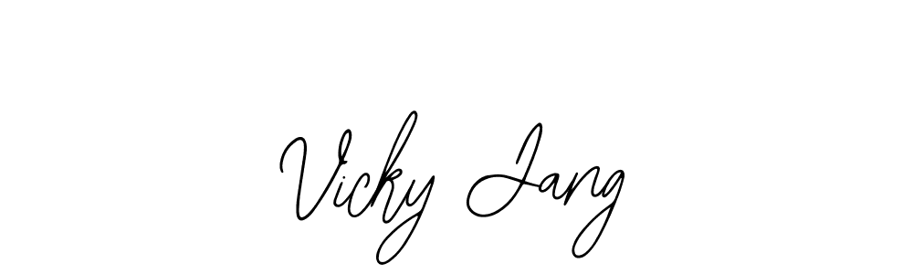 The best way (Bearetta-2O07w) to make a short signature is to pick only two or three words in your name. The name Vicky Jang include a total of six letters. For converting this name. Vicky Jang signature style 12 images and pictures png
