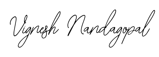 Create your official email sign-off with Vignesh Nandagopal name in Bearetta-2O07w style. Crisp, clean, and perfectly legible across all screens. Vignesh Nandagopal signature style 12 images and pictures png