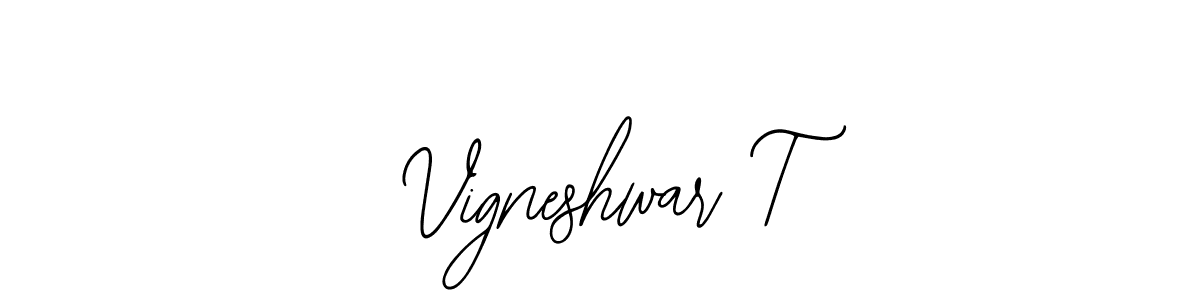 How to make Vigneshwar T name signature. Use Bearetta-2O07w style for creating short signs online. This is the latest handwritten sign. Vigneshwar T signature style 12 images and pictures png