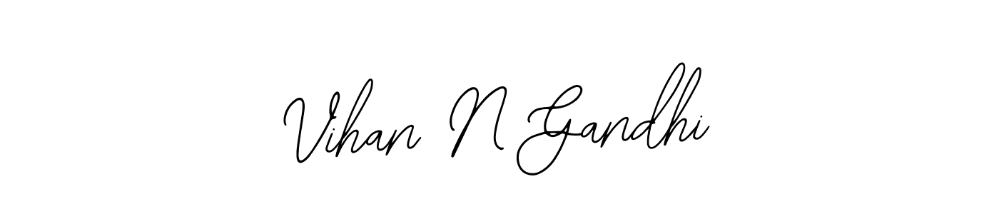 You should practise on your own different ways (Bearetta-2O07w) to write your name (Vihan N Gandhi) in signature. don't let someone else do it for you. Vihan N Gandhi signature style 12 images and pictures png