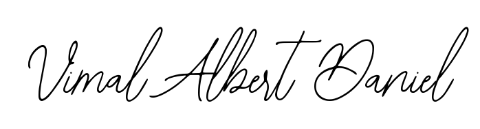 Create a personalized artistic stamp with Vimal Albert Daniel in Bearetta-2O07w font. Perfect for visual artists, designers, and influencers. Vimal Albert Daniel signature style 12 images and pictures png