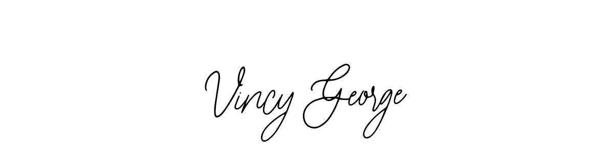 You should practise on your own different ways (Bearetta-2O07w) to write your name (Vincy George) in signature. don't let someone else do it for you. Vincy George signature style 12 images and pictures png