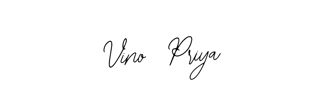 The best way (Bearetta-2O07w) to make a short signature is to pick only two or three words in your name. The name Vino  Priya include a total of six letters. For converting this name. Vino  Priya signature style 12 images and pictures png