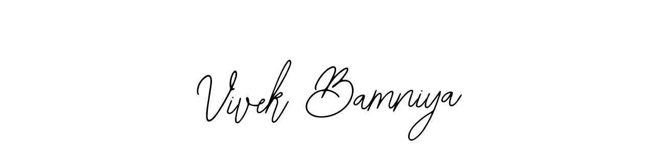 Bearetta-2O07w is a professional signature style that is perfect for those who want to add a touch of class to their signature. It is also a great choice for those who want to make their signature more unique. Get Vivek Bamniya name to fancy signature for free. Vivek Bamniya signature style 12 images and pictures png