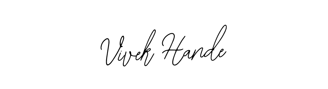 The best way (Bearetta-2O07w) to make a short signature is to pick only two or three words in your name. The name Vivek Hande include a total of six letters. For converting this name. Vivek Hande signature style 12 images and pictures png