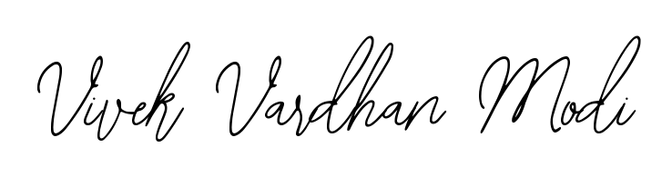 Create your official email sign-off with Vivek Vardhan Modi name in Bearetta-2O07w style. Crisp, clean, and perfectly legible across all screens. Vivek Vardhan Modi signature style 12 images and pictures png