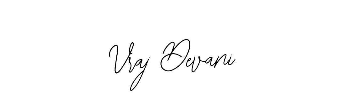 How to make Vraj Devani name signature. Use Bearetta-2O07w style for creating short signs online. This is the latest handwritten sign. Vraj Devani signature style 12 images and pictures png