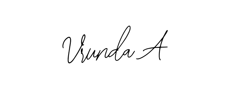 The best way (Bearetta-2O07w) to make a short signature is to pick only two or three words in your name. The name Vrunda A include a total of six letters. For converting this name. Vrunda A signature style 12 images and pictures png