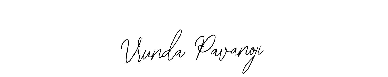 The best way (Bearetta-2O07w) to make a short signature is to pick only two or three words in your name. The name Vrunda Pavanoji include a total of six letters. For converting this name. Vrunda Pavanoji signature style 12 images and pictures png