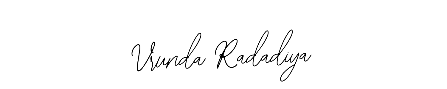 Use a signature maker to create a handwritten signature online. With this signature software, you can design (Bearetta-2O07w) your own signature for name Vrunda Radadiya. Vrunda Radadiya signature style 12 images and pictures png