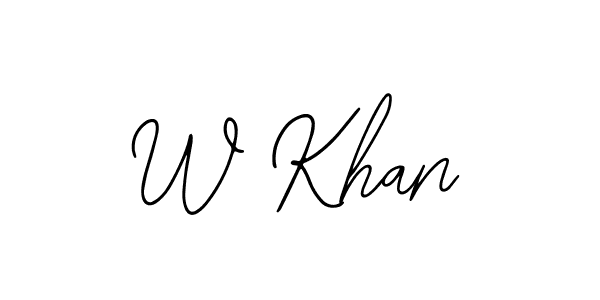 How to make W Khan name signature. Use Bearetta-2O07w style for creating short signs online. This is the latest handwritten sign. W Khan signature style 12 images and pictures png