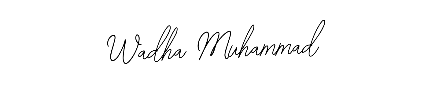 You should practise on your own different ways (Bearetta-2O07w) to write your name (Wadha Muhammad) in signature. don't let someone else do it for you. Wadha Muhammad signature style 12 images and pictures png