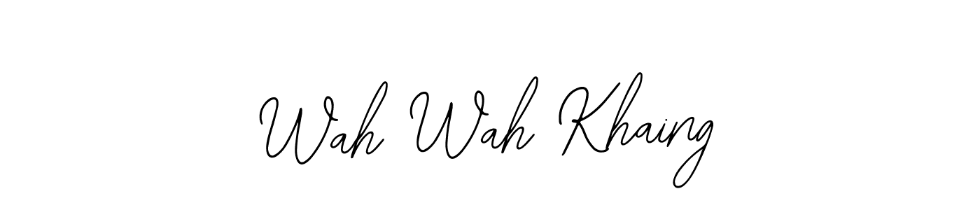 How to make Wah Wah Khaing name signature. Use Bearetta-2O07w style for creating short signs online. This is the latest handwritten sign. Wah Wah Khaing signature style 12 images and pictures png