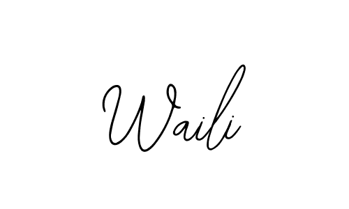 How to make Waili name signature. Use Bearetta-2O07w style for creating short signs online. This is the latest handwritten sign. Waili signature style 12 images and pictures png