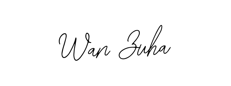 You should practise on your own different ways (Bearetta-2O07w) to write your name (Wan Zuha) in signature. don't let someone else do it for you. Wan Zuha signature style 12 images and pictures png