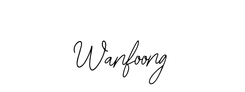 How to make Wanfoong name signature. Use Bearetta-2O07w style for creating short signs online. This is the latest handwritten sign. Wanfoong signature style 12 images and pictures png