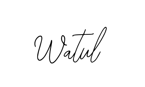 Design your own signature with our free online signature maker. With this signature software, you can create a handwritten (Bearetta-2O07w) signature for name Watul. Watul signature style 12 images and pictures png
